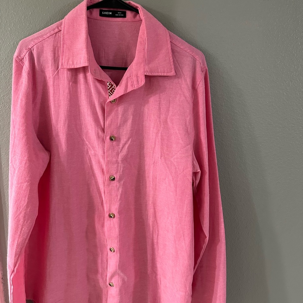 Men's Pink Button-Up Shirt
